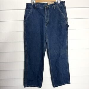 Carhartt Work Dungaree Denim Loose Original Fit Cargo Jeans 35 x 30 NWT